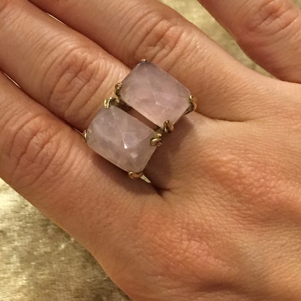 Rose quartz gold plated ring
